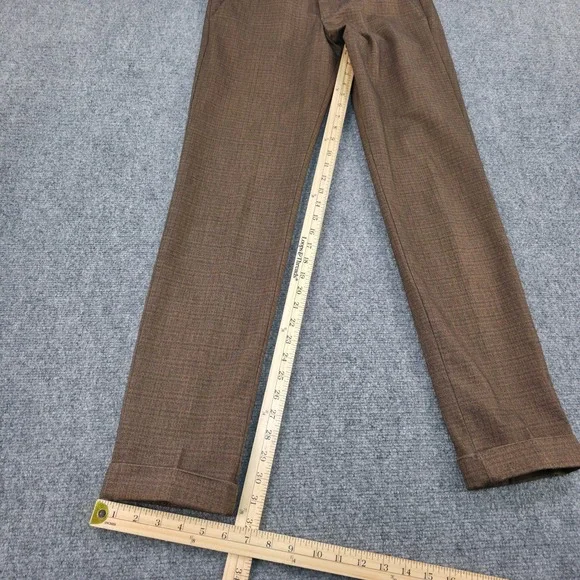 BRIGLIA 1949 Men Slim Fit Trousers Brown Plaid Made in Italy Size 32 Dress Pants - Picture 2 of 10